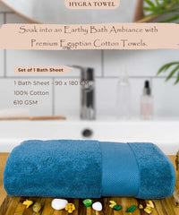 Rangoli Soft Absorbent Durable Towels Earthly Egyption Cotton Plush Oversized Bath Towel 600 Gsm (Turquoise Blue)