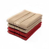 Akiko Home 100% Cotton Essential Series Hand Towels 800 Gsm | Soft, Absorbent & Durable, Cotton Hand Towel For Bathroom Use, Gentle On Skin- Pack Of 4 (Beige & Maroon)