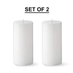 6 INCHES WHITE PILLAR CANDLES FOR HOME DECOR | BURNING TIME 90 HOURS | SET OF 2