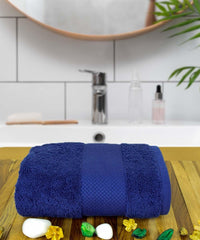 Rangoli Soft Absorbent Durable Towels Earthly Egyption Cotton Plush Oversized Small Size Bath Towel 400 Gsm (Navy Blue)