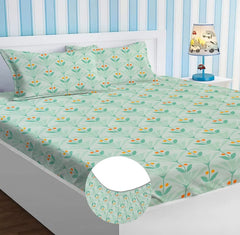 1 Double Bedsheets With 2 Pillow Covers - 78 X 72 Inches, Sea Green | Double Bed With All Around Elastic Super Soft Breathable & Wrinkle Free