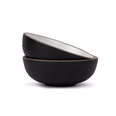 Ceramic Japandi Medium Pasta Bowl Set Of 2 Pieces - 17cm, Black, 850ml Each | Stoneware Ceramic Serving Bowls - Pasta Plate, Deep Plate | Ceramic Bowl With Matte Finish - Pasta Serving Plate