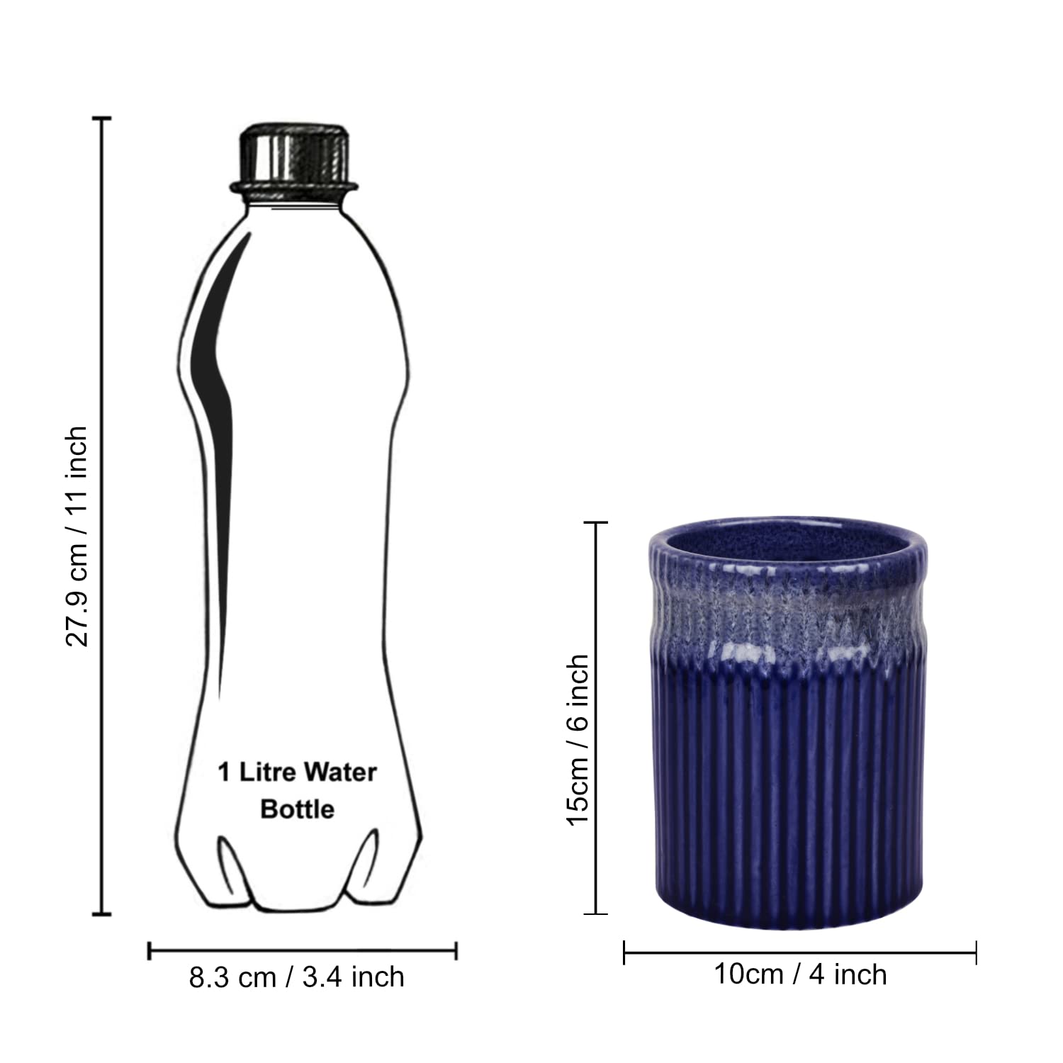 Ceramic Cutlery Prussian Blue Stand - 15 Cm, 1000ml | Multi Utility Jar - Toothbrush Holder | Pen Stand - Luxurious Midnight Blue Ceramic Cutlery Prussian Blue Stand - 15 Cm, 1000ml | Multi Utility Jar - Toothbrush Holder | Pen Stand - Luxurious Midnight Blue
