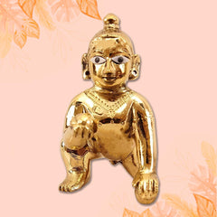 Gold Designer Attractive Pure Ashtadhatu Laddu Gopal, Brass, Gold - Size No.1, 2, Baby Laddoo Krishna Murti, Antique Look, Occasion, Sculpture Janmashtami Puja Idol, Best Gift Kanha Ji Statue