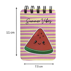 Spiral Pocket Notebook, Cute Mini Notepad, Handy Notebook For School (Watermelon) Pack Of 1
