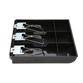 Cash Drawer Register Insert Tray 3 Bills 3 Coins Money Storage Box | 9.6 X 9.6 X 1.4 Inch, Colour - Black, Lock Type - Manual Lock