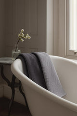 Drape&Luxe Gen-Z Towel Premium Waffle Cotton Bath Towel 1200 Gsm | Super Soft & High Absorbency Towel, Quick Drying Large Size Towels (Black & Grey) - Pack Of 2