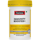 Swisse Immunity Booster+ With Vitamin C & Zinc - Contains Amla & Ginger, All Natural Immunity Booster | 30 Tablets , 50gm 0.1lbs