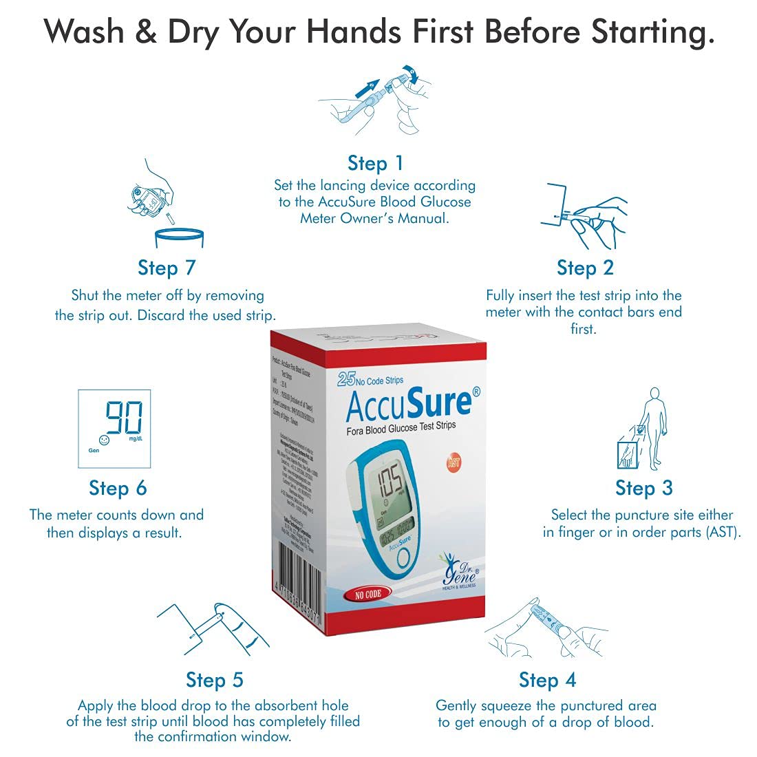 AccuSure Fora Blood Glucose Test Strips - 25 Strips | No Coding Technology AccuSure Fora Blood Glucose Test Strips - 25 Strips | No Coding Technology