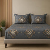 1 Bedsheet For Double Bed With 2 Pillow Covers - 90 X 100 Inches, Dark Grey | Premium Cotton Material Double Bedsheet Queen Size | Skin Friendly & Long Lasting