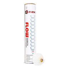 RMAX Flow Feather Badminton Shuttlecocks , High Speed Sports Training Badminton Shuttles for Indoor & Outdoor Game | White , Pack Of 10