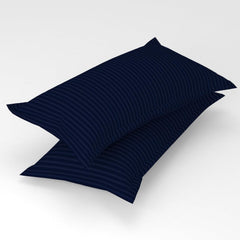 Cotton Elastic Fitted King Size Double Bed Bedsheet With 2 Pillow Covers - 72x78x6 Inches, Navy Blue | Durable Bedsheets For Everyday Comfort