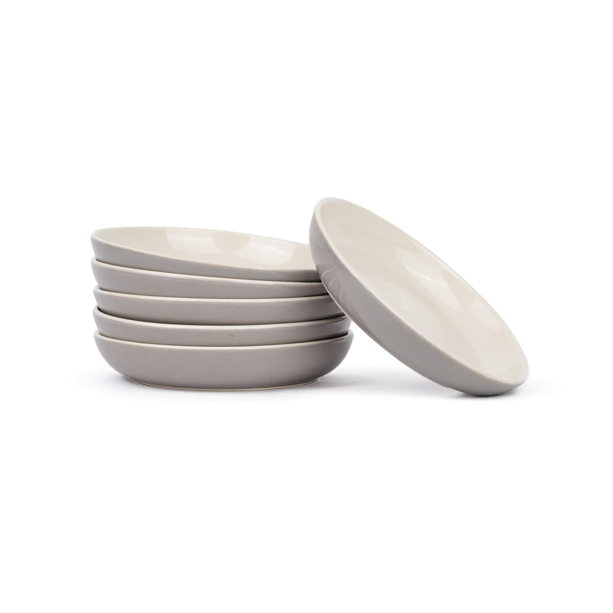 Snack Plates Set Of 6, Grey Slow Series | Snacks Plates Set - Dessert Plates | Small Plates With Glossy Finish - Deep Snack Plates | Microwave Safe & Chip Resistant