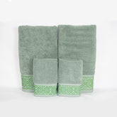 Rangoli 100% Cotton Fibre 2 Hand & 2 Bath Towel 1400 Gsm | Highly Durable & Absorbent Towel | Skin-Friendly & Quick Drying Luxury Towels (Green) - Pack Of 4
