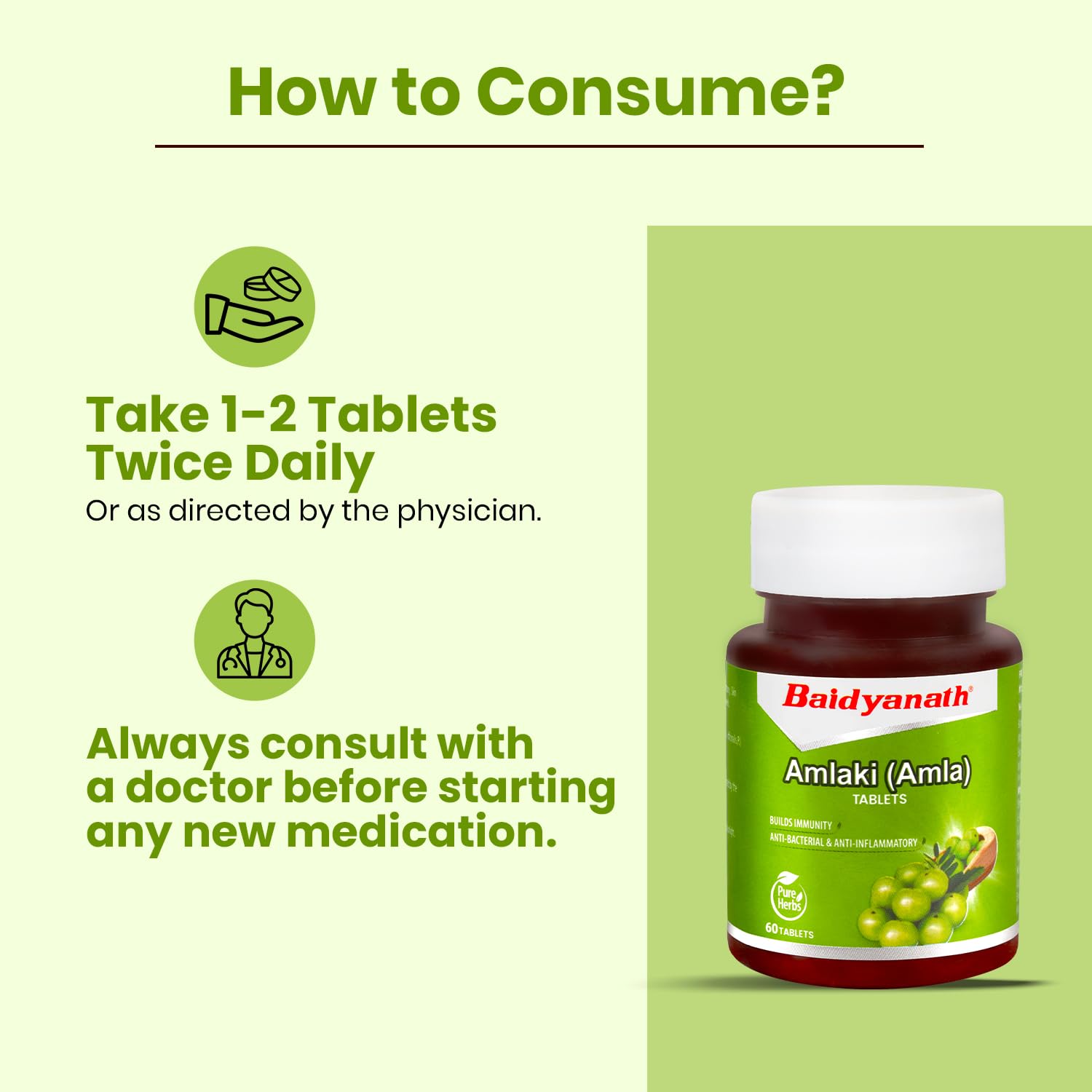 Baidyanath Amlaki Amla Natural Health Booster For Enhanced Hair, Skin, Digestive Health, Metabolism Support & Sugar Level Management | 60 Tablets , 100gm 0.2lbs Baidyanath Amlaki Amla Natural Health Booster For Enhanced Hair, Skin, Digestive Health, Metabolism Support & Sugar Level Management | 60 Tablets , 100gm 0.2lbs