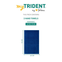Mytrident Quick Dry 100% Cotton Hand Towel 400 Gsm (Navy Blue) - 2 Pcs