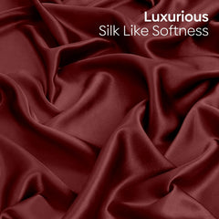 300 TC Premium Double Bedsheet Elastic Fitted For Queen Size | 100 X 90 Inches, Crimson Velvet With 2 Pillow Covers | Skin Friendly Fabric For Everyday Comfort