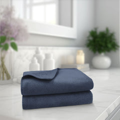 Sassoon Venir Microfiber 2 Piece Hand Towels 450 Gsm | Absorbent & Quick Dry Multipurpose Hand Towels (Denim)