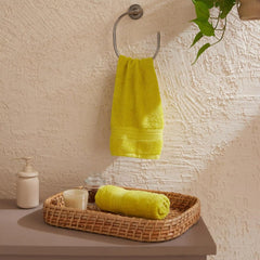 Livspace Paleto Collection Hand Towel 400 Gsm | 100% Cotton, Solid Dyed, Hand Towel Super Soft Absorbent (Apple Green) Set Of 2