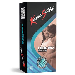 Kamasutra Ribbed Condoms For Men, 12 Count