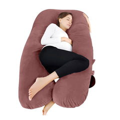 U Shape Full Body Pillow, Pregnancy Pillows For Sleeping, Adjustable, Peach Color | Maternity Pillows For Back, Hips, Legs, Belly | For Pregnant Women With Removable, Washable Velvet Cover