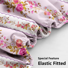 Microfiber All Round Elastic Fitted Bedsheets For King Size Bed With 2 Pillow Covers | 72 x 78 Inches, Pink - Breathable & Long Lasting Bedsheet