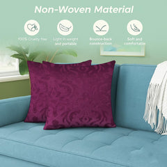 Microfiber Square Pillow Cushion For Sofa & Bed, Wine - 16 X 16 Inch | Soft, Fluffy For Comfort & Back Support | Breathable, Washable | Premium Velvet Outer Cover With Zip - Set Of 5