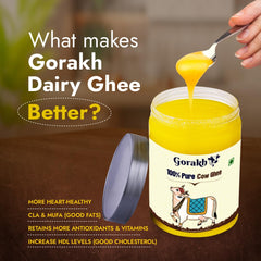 Organic Desi Cow Ghee By Gorakh | Good Source Of Protein Fiber Healthy & Nutritious Desi Cow Ghee Perfect For Skin, Hair | 200ml (100ml * 2) 6.7 Ounce | Jar Pack