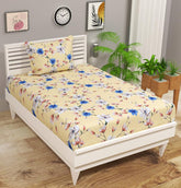 Single Bed Sheet With 1 Pillow Covers For Single - 60 X 90 Inches, Cream | Super Soft Premium Brushed Glace Cotton Bedsheet