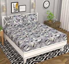 Microfiber Double Bedsheets With 2 Pillow Covers - 88 X 90 Inches, Grey & Black | Summer Breathable & Wrinkle Free - Ideal For Bedroom, Guest Room, Home