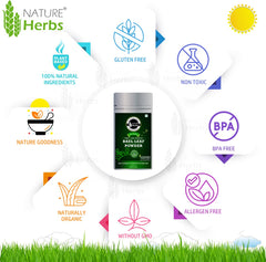 Nature Herbs 100% Pure Bilva Powder, Bael Leaf, Bael Patra, Aegle Marmelos, Gluten Free, No Preservatives & No Added Colour | 200gm 0.4lbs Each Pack Of 4