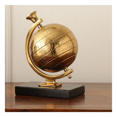 Handcrafted Miniature Metal Earth With Black Marble Base, Mini Globe For Home Decor, World Globe, Accessories For Table, Desk, Showpiece | For Office, Shelves & Gifting (Gold) Pack Of 1