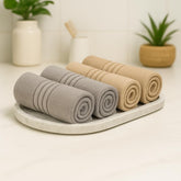 Akiko Home 100% Cotton Essential Series Face Towel 600 Gsm | Soft Absorbent & Durable Washcloth For Men & Women, Compact Travel Towel -Pack Of 4 (Grey & Beige)