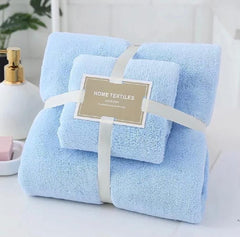 Homecloud Ultra Soft Bath & Face Towel Set 300 Gsm | 3x Softer Than Cotton Towels | Highly Absorbent & Ultra Fast Dry | Set Of 2 (Sky Blue)