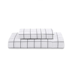 Breathable Cotton Flat Bedsheets With Pillow Cover - 60 X 90 Inches, White & Charcoal | Looking For Everyday Bedding | Softness Every Night | 144 Thread Count