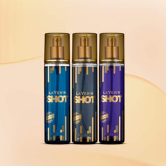 Layer'r Shot Iconic + Passion Play + Dynamic Fragrant Body Spray 135ml Each 4.56 Fl.oz. Each Pack Of 3