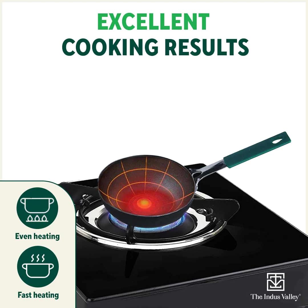 Pre-Seasoned Black Iron Tadka Pan With Silicon Grip - Small 12.7 Cm, 5 Inch, 340ml, 0.43 Kg | Gas Compatible, 100% Pure & Toxin-Free, No Chemical Coating Pre-Seasoned Black Iron Tadka Pan With Silicon Grip - Small 12.7 Cm, 5 Inch, 340ml, 0.43 Kg | Gas Compatible, 100% Pure & Toxin-Free, No Chemical Coating