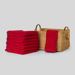 Kopa By Bianca 100% Cotton Soft Terry Face Towel 400 Gsm (Cardinal Red) -Pack Of 8