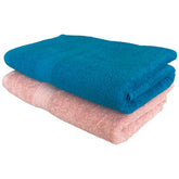 Patpug 100% Indian Ultra Soft Cotton 500 Gsm Highly Absorbent, Fade Resistant, Quick Drying Large Bath Towel (Turquoise Blue & Baby Pink)