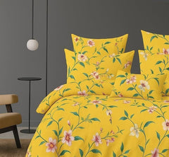 Queen Size Printed Double Bedsheet With 2 Pillow Covers For Home | 90 X 100 Inches, Yellow - Beautiful Bedsheet Set | Perfect For Gifting Wedding, Anniversary