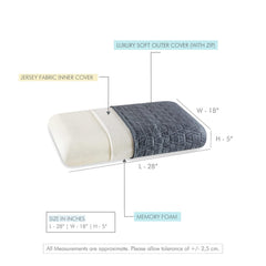 Memory Foam Pillow For Neck & Shoulder Pain Relief, Grey - XL King Size - 5 Inch | Cervical Thick Pillow For Sleeping -Orthopedic Bed Pillow For Back, Side & Stomach Sleepers - Set Of 2