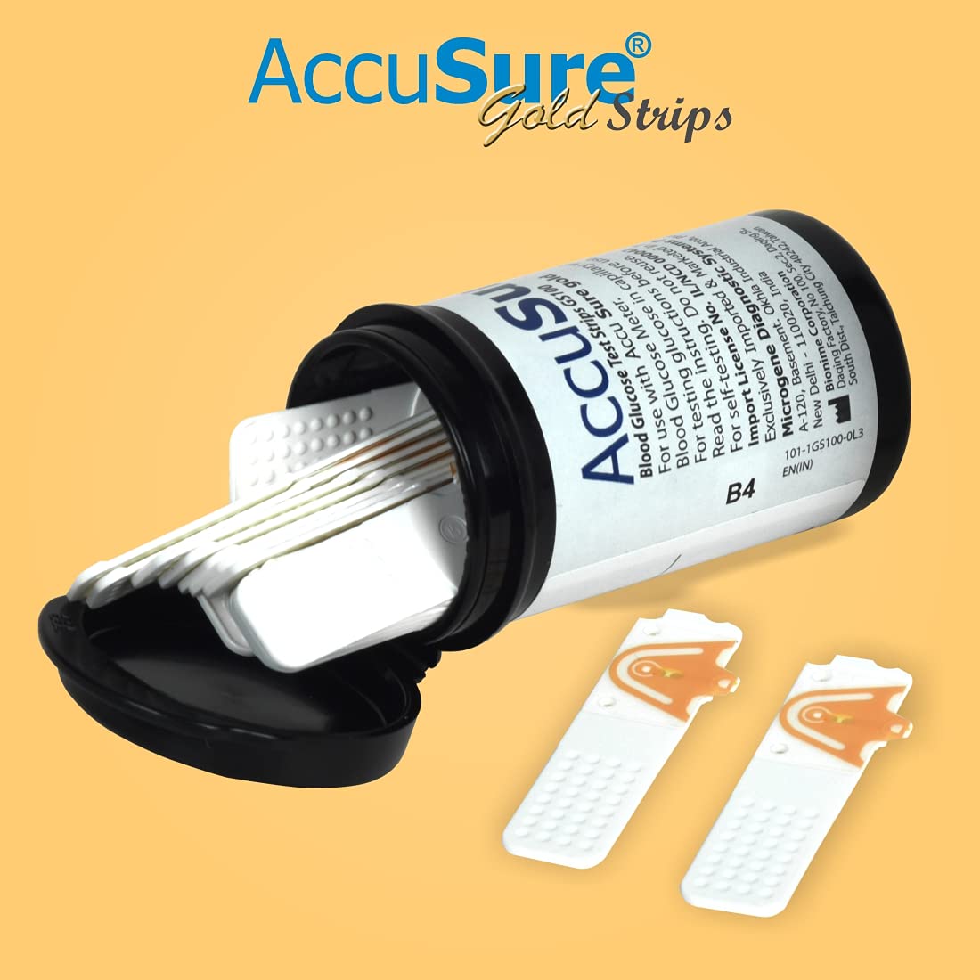 AccuSure Gold Blood Glucose Test Strips - Pack Of 2 X 50 Glucometer Strips AccuSure Gold Blood Glucose Test Strips - Pack Of 2 X 50 Glucometer Strips