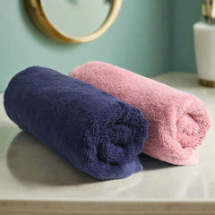 Heelium Bamboo Hand Towel 600 Gsm | Ultra Absorbent & Anti-Bacterial | 3x Softer Than Cotton Towels | Pack Of 2 - Peach & Blue