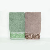 Rangoli 100% Cotton Fibre Bath Towel 1200 Gsm | Highly Durable & Absorbent Towel | Skin-Friendly & Quick Drying Luxury Towels (Green & Brown) - Pack Of 2