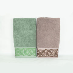 Rangoli 100% Cotton Fibre Bath Towel 1200 Gsm | Highly Durable & Absorbent Towel | Skin-Friendly & Quick Drying Luxury Towels (Green & Brown) - Pack Of 2