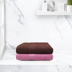 Sassoon Anatolia 2 Piece Cotton Hand Towel 362 Gsm | Soft, Absorbent & Quick Dry Towel For Gym, Home & Yoga (Pink & Cocoa)
