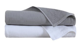 Fash Home Waffle Terry Fusion Bath Towel 1000 Gsm | Full Large Size 100% Soft Cotton Super Luxurious Quick Absorbent Towel - White & Grey (Pack Of 2)