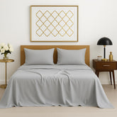 Single Bedsheets For Microfiber Plain Solid Bed Sheet With 2 Matching Pillow Covers Ultra Soft - 60 X 90 Inches, Light Grey | Comfort Fabric Home Bedsheet