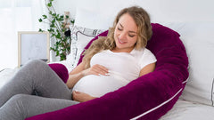 Pregnancy Pillow, Maternity Body Pillow For Sleeping, C Shaped Pillow, Wine - 55 Inch | Full Body Pillow, Pregnancy Pillow For Pregnant Women, Support Belly & Back, Removable Velvet Cover
