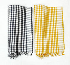 Bombay Dyeing Rimzim 100% Cotton Printed Soft & Slick Quick Drying Bath Towels 500 Gsm (Yellow & Black) - 2 Pcs
